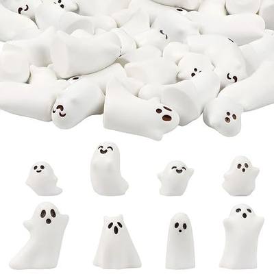 CCINEE 24 Pcs Halloween Mini Resin Ghost Figurines in 8 Styles, Matte Finish Spooky Whimsical Tabletop Decor for Halloween Party, Tiered Tray, Bowl Filler, and Seasonal Home Decoration