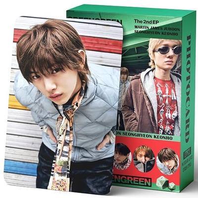 127pcs KPOP Photocards GREENGREEN Photo Cards 55pcs Photocards and 72pcs Mini Stickers REDRED Album Lomo Gift for Fans 2026 Greetings Cards MARTIN JAMES JUHOON SEONGHYEON KEONHO Merch (GREENGREEN)