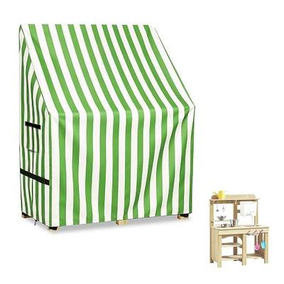 Kids Outdoor Mud Kitchen Cover,Heavy Duty Waterproof & Anti-UV Dustproof Outdoor Wooden Play Kitchen Covers,31.5" W x 19.7" D x 37.4" H,Cover Only(Green)