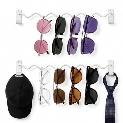 2 Pack Sunglass Holder for Wall, Metal Wall Mounted Sunglasses Organizer | 12'' Glasses Holder Sunglass Holder, Sunglasses Rack for Hanging Your Multiple Eyeglasses, for Wall, Home Decor, White