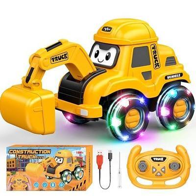 RC Excavator Toy for Toddler Boys 2-6, Remote Control Construction Truck with Manual Digging Bucket, Cute Sand Digger for Toddler Toys 2-6 Year Old, 2-6 Year Old Boy Toys Birthday Gift