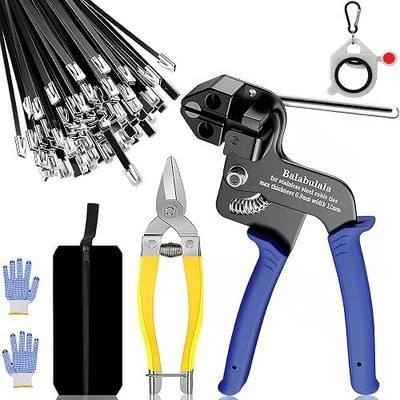 155pcs Heavy Duty 304 Stainless Steel Cable Tie Gun Kit | 150pcs(3 Sizes) Black Metal Zip Ties, Self-Locking, UV & Corrosion Resistant, for Fence, Exhaust Wrap, Chicken Coop, Farm Use