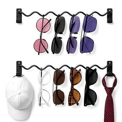 2 Pack Sunglass Holder for Wall, Metal Wall Mounted Sunglasses Organizer | 12'' Glasses Holder Sunglass Holder, Sunglasses Rack for Hanging Your Multiple Eyeglasses, for Wall, Home Decor, Black