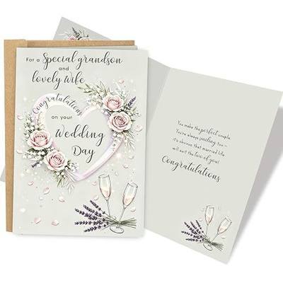 Wedding Card for Grandson and His Wife, Grandson Wedding Card from Grandparents, Floral Congratulations Cards for Newlyweds