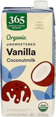 365 by Whole Foods Market, Organic Coconut Milk, Vanilla Unsweetened, 32 Fl Oz (Pack of 6)