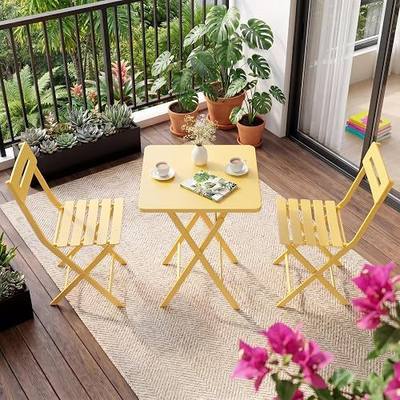 Garvee 3-Piece Bistro Set, Outdoor/Indoor Folding Patio Furniture Set,Space Saving Folding Design, Outdoor Table and Chairs Set for Patio, Garden, Balcony and Poolside, Yellow