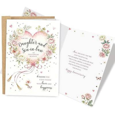 Heartfelt Anniversary Card for Daughter and Son in Law, Sweet Daughter and Son in Law Wedding Anniversary Card from Parents