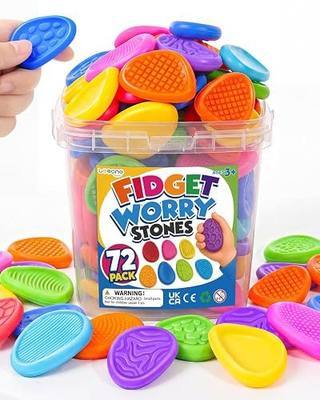 LESONG Fidget Toys Bulk for Kids: 72 Pack Textured Worry Stones | Bulk Fidgets for Student Classroom Prizes - Quiet Stress Toys for Autism Calming - Goodie Bag Stuffers for Gifts Party Favors