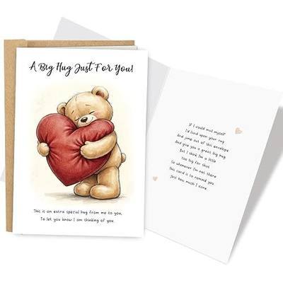 Cute Beer Encouragement Card, Thinking of You Card for Men Women, Sympathy Cards for Mom Dad Sister Brother Friend Coworker, A Big Hug Just for You