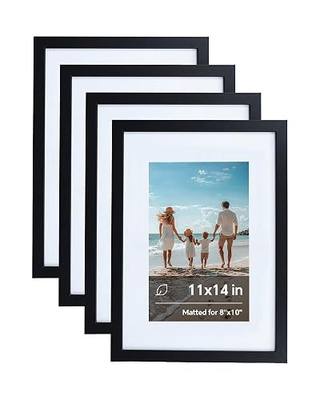 Black 11x14 Picture Frames Set of 4, Display Pictures 8x10 with Mat or 11x14 Without Mat, Gallery Wall Photo Frames for Wall Display, Home Decor