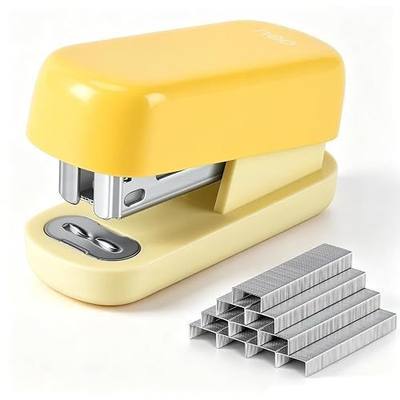 Deli Mini Stapler with 830 Staples, Small Cute Desk Staplers, 25 Sheet Capacity, Yellow