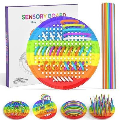 Silicone Sensory Activity Board for Toddlers Fine Motor Skills Fidget Toys | Kids calming noodles threading board eases anxiety ADHD autism portable classroom airplane office gift for adults all ages