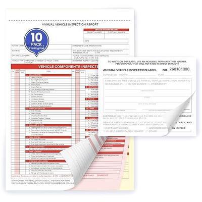 Annual Vehicle Inspection Record Kit – 3-Part NCR Report Book (10 Sets) + White Adhesive Record Labels (10) – for Trucks & Fleet Recordkeeping | Supports 49 CFR §396.17