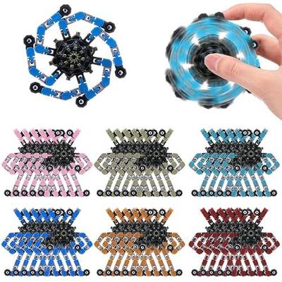 Foilswirl 24 Pcs Funny Sensory Fidget Toy Bulk for Kids Transformable Chain Robot Finger Toys Stress Relief Spinner DIY Deformation Mechanical Toys for ADHD Autism Kids Adults(Earthy Tones)