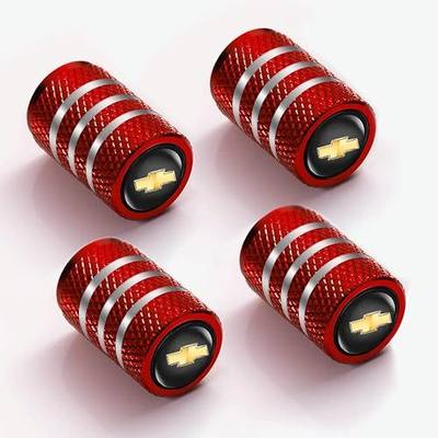 Tire Valve Stem Caps Compatible with Chevrolet Chevy Tire Valve Stem Cover Air Cap Belt O-Ring Metal Valve Stem Caps Decoration Accessories 4 Pcs Red