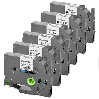 PT-D220 D210 D200 H100 Label Tape TZe-231 TZe231 Compatible with Brother | Label Maker Tape P Touch 12mm 0.47 Inch Laminated White TZe TZ Tape Ptouch Refills, 1/2 Inch(12 mm) * 8m, 6-Pack