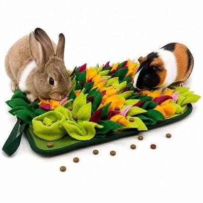 Rabbit Snuffle Mat,Hamsters Foraging Mat for Small Animals Bunny Puzzle Toys Pets Interactive Feeding Mat for Guinea Pigs Hedgehog Chinchilla Puppies (Green)