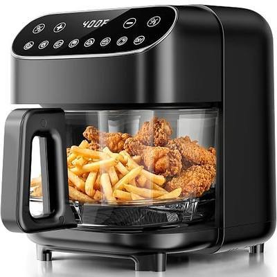 Kismile 5QT Glass Air Fryer, 8 in 1 PFAS-Free Non Toxic AirFryers, Digital Touch Control, Portable Air Fryer with Precise Temperature Control & Timer, Up to 400°F, 95% Less Oil.(Black)