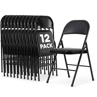 SIMPLI-Magic Black Foldable Chairs with Cushion, 12-Pack Padded Folding Chairs for Indoor/Outdoor Parties, Events, Weddings, and Dining