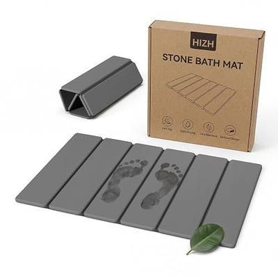 Foldable Stone Bath Mat, Non-Slip & Quick Dry Diatomaceous Earth Bath Mat, Natural Super Absorbent Stone Mat Bathroom Easy to Clean | Suitable for Shower, Bathroom, 23.6 x 15.3” - Dark Gray