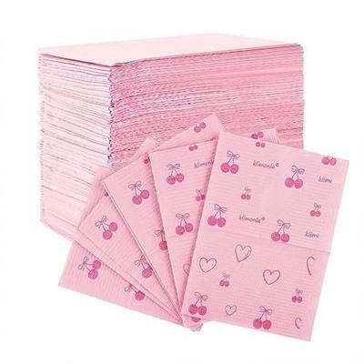 125 Pack Dental Bibs Disposable Pink Dental Bibs for Nails 13"x18", 3-Ply Waterproof Tattoo Bibs Sheet for Nail Salon, Dental Clinic, Feeding, Tattoo Shop