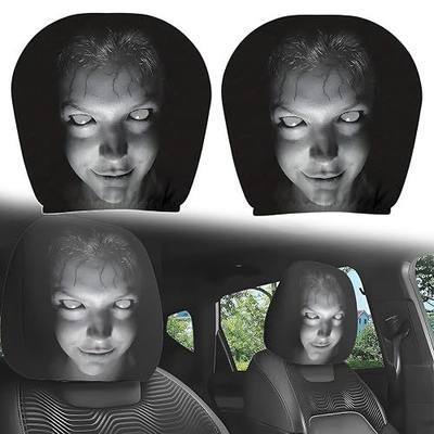 Ghost Face Headrest Covers - Halloween-Themed Scary Covers for Cars