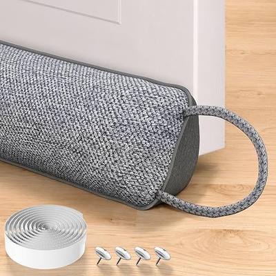 Weighted Under Door Draft Stopper 36 Inch, Door Draft Blocker with Adhesive Hook & Loop, Door Sweep Bottom Seal for Blocking Cold Air, Noise, Dust, Wind and Light, Dark Grey