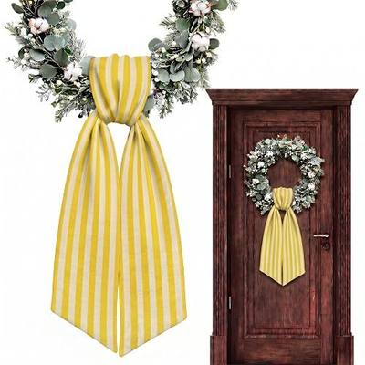 Birthday Baby Shower Ribbon Sash for Wreath Accessory Decor, Yellow Burlap Ribbon Bowknot Holiday Bows Accessories for Front Door Decor