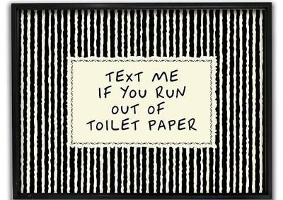 Bathroom Quotes Wall Decor Text Me If You Run Out of Toilet Paper 8x10in | Funny Bathroom Canvas Prints Stripe Bathroom Quote Wall Art Vintage Bathroom Quotes Poster Prints for Toilet Restroom Framed