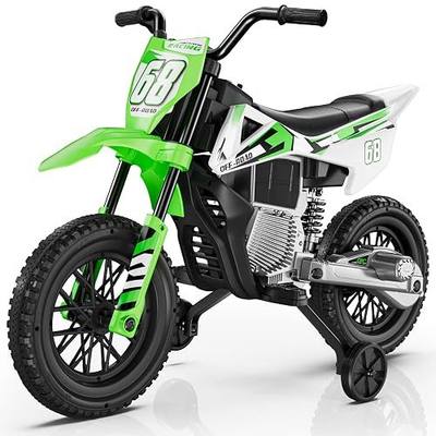 JOYSTROLL 12V Kids Motorcycle, 2x25W Ride on Motorbike | Equipped with Safety Training Wheels, Self-Control Throttle Grip, Music, Spring Suspension, Idea Present for Little Kids