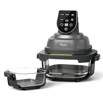 5-in-1 Glass Air Fryer for Zero-Oil Healthy Cooking, Space-Saving 1500W Countertop Cooker with 4QT 6-Cup Glass Bowl, Non-ToxicSafe & Dishwasher Friendly for Small & Large Family Meals