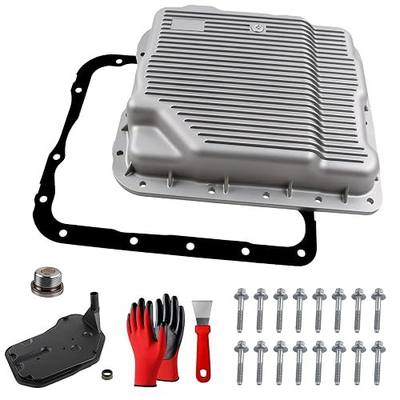 Upgraded aluminum Transmission oil pan with Gasket&Magnetic Drain Plug&Filter Compatible with 4L60-E, 4L65-E, 4L70-E, Chevy Silverado 1500, Tahoe, Express Blazer, GMC Sierra 2500, Jimmy#265-811
