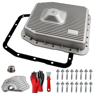 Upgraded aluminum Transmission Oil Pan with Magnetic Drain Plug & Gasket &Filter Compatible with 4R70W 4R75W 4R75E AOD-E Transmission & Ford F-150 Crown Victoria Expedition Mustang & Mercury Cougar