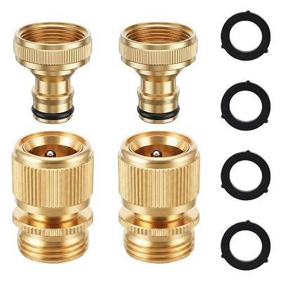 Garden Hose Quick Connect, 3/4 Inch Ght Solid Brass Water Hose Connector, Leak Proof Durable General Model Pressure Washer Quick Connect for Garden Watering(2 Sets)