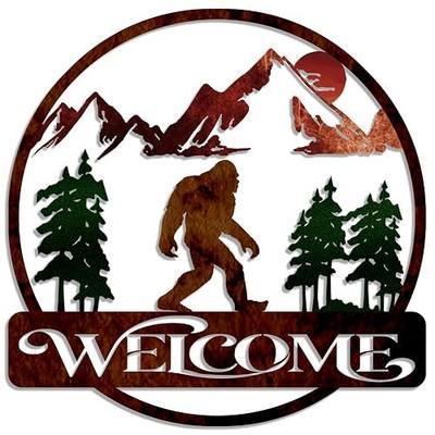 Harikikochuu Bigfoot Metal Wall Art Sasquatch Gifts Mountain Forest Big Foot Metal Sign for Home Garden Cabin Outdoor Yard Décor (Bigfoot B)