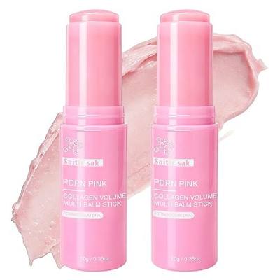 2PCS PDRN Pink Collagen Volume Multi Balm Stick - Hydrating Balm Eye Cream Make Up Base & Moisture Stick, Collagen Wrinkle Stick Face & Body Balm for Neck, Forehead, Smile Lines, Lips
