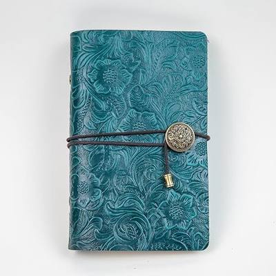 Refillable Leather Journal, Travelers Notebook Cover A6, Blue | Handmade, Vintage Style, Replace the Core, For Writing, Travel, and Gifts,for Men&Women