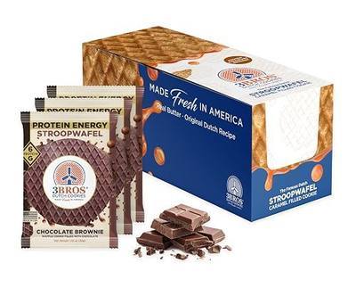3Bros Protein Stroopwafels — Chocolate Brownie Waffle Cookies, 6g Protein Per Waffle, 20 Individually Wrapped Snacks — No Palm Oil, No HFCS, Nut Free — Baked Fresh in Georgia USA