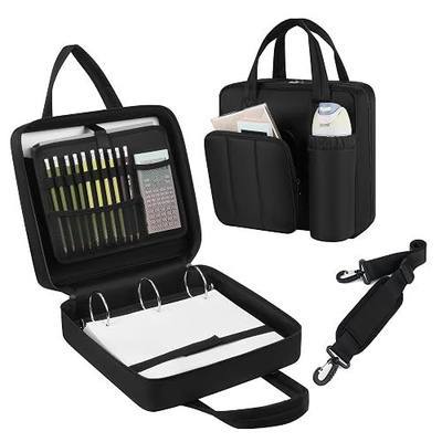 Upgraded Zipper Binder | 3-Inch & 2-Inch O-Rings, 600 Sheet Capacity Trapper Keeper with 13 Inch Laptop Sleeve & Water Bottle Holder, Binder Bag with Multi-Pockets & Shoulder Strap (Black)