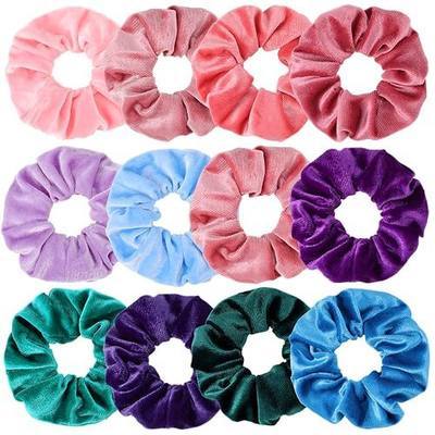Velvet Scrunchies for Thick Curly Hair, Colorful Elastic Hair Bands | Soft velvet fabric, strong stretch hold, gentle on hair, for ponytails buns sleep workout