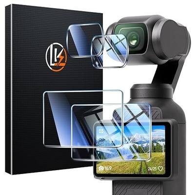 LK 2+2 for DJI Osmo Pocket 4/3/Xtra Muse Screen Protector+Lens Protector | Top 9H Tempered Glass, Anti-Reflective film HD Ultra-thin, Touch Sensitive Flash PC Sync