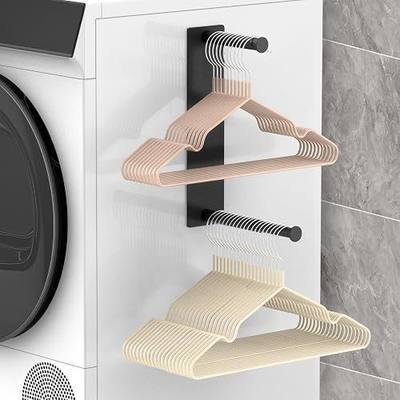 Hanger Storage Organizer, Magnetic Hanger Holder for Laundry Room sunoyar | Extendable Clothes Hanger Stacker for Dryer, Washer, Heavy Magnetic, No Drill, Large Holds 50-80 Metal Hanger Black 1Pack