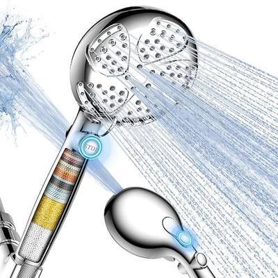 Filtered Shower Head with Handheld, High Pressure 7 Spray | Remove Chlorine, ON/OFF Switch for Pet Bath, Built-in Power Wash to Clean Tub, Water Softer, Shower Head with Filters