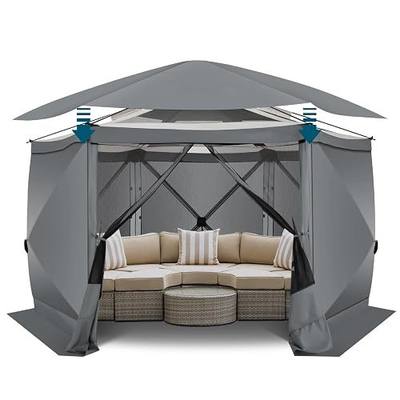 COBIZI 12x12 FT Pop Up Canopy Tent, Screened in Gazebo with sidewalls, Gray | party tent, Gazebos On Clearance With Removable Roof, Screen Tents Portable carpas para patio for Outdoor Camping, Backyard