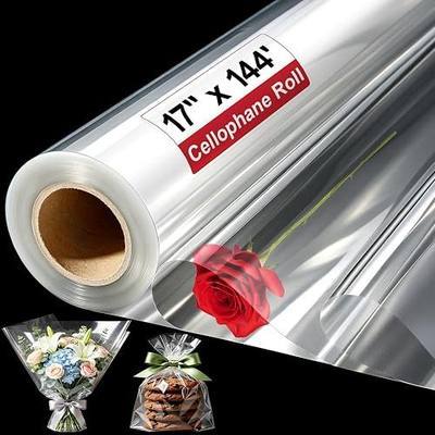 MITINU 144 Ft Clear Cellophane Wrap Roll - 3 Mil Thicken Cellophane Roll | 17In X 144 Ft Clear Cellophane Wrap Roll Gift Wrapping Plastic for Graduation Gifts Treats Cookies Bouquets Birthday Wedding