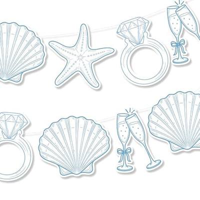 Last Toast on The Coast Banner, Coastal Bachelorette Bridal Shower Decor, Seashells, Champagne Glasses, Wedding Ring Shaped Banner Sign for Beach Bachelorette Wedding Engagement Party Decorations