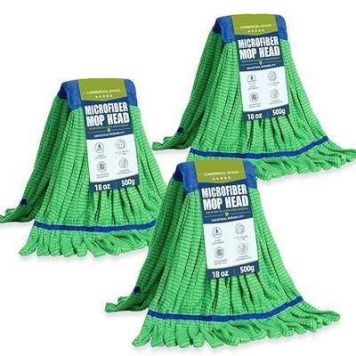 3 Pack Commercial Microfiber Mop Heads, 18 oz Heavy Duty Tube Refill -Green | Commercial Mop Replacement,Looped-End Design,Wet Mop Refill,Machine Washable & Reusable,Industrial & Household Cleaning
