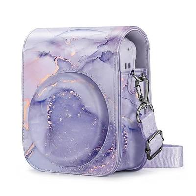FINTIE Protective Case for Fujifilm Instax Mini 13/12 Camera, Lilac Marble | Instant Camera Travel Bag, Adjustable Shoulder Strap, Snap Closure, Removable Front Cover, Precise Cutter, Vegan Leather