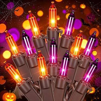 YOUNGAR Orange and Purple Halloween Lights, 13 FT 50 Count Brown Wire | Incandescent Mini String Lights Connectable Plug in Indoor Christmas Light Waterproof for Holiday Party Home Patio Yard Decor