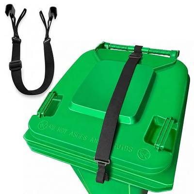 Adjustable Double Claw Trash Can Lock Strap Fit for 28-96 Gallon Bins | Prevent Raccoons, Dogs, Mice and Small Animals Rummaging, Garbage Can Lid Lock Keeps Lid Securely in Place in Strong Winds